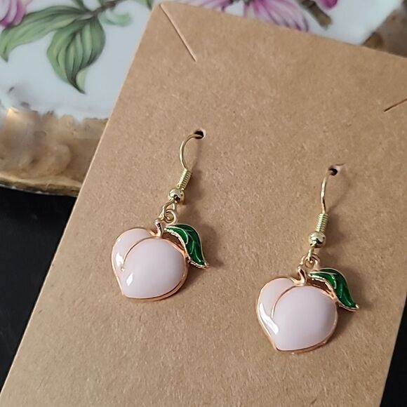 New Hand Crafted Cute Pink Peach Earrings 14K Gold Plated Hooks - Picture 1 of 1